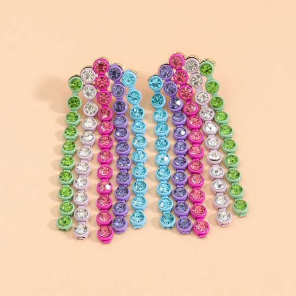 

Rhinestone Tassel Decor Drop Earrings, Multicolor