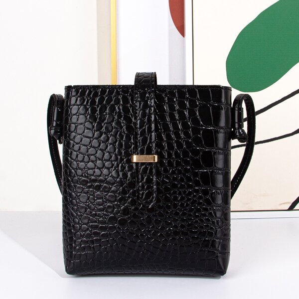 

Croc Embossed Crossbody Bag, Black