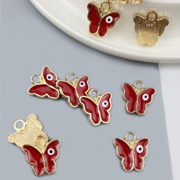 

10pcs Butterfly Pendant DIY Jewelry Accessories, Multicolor