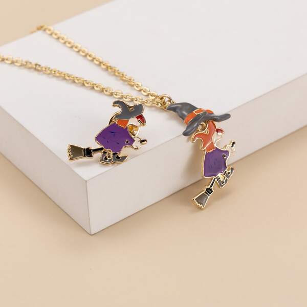 

Witch Charm Necklace & Brooch, Multicolor