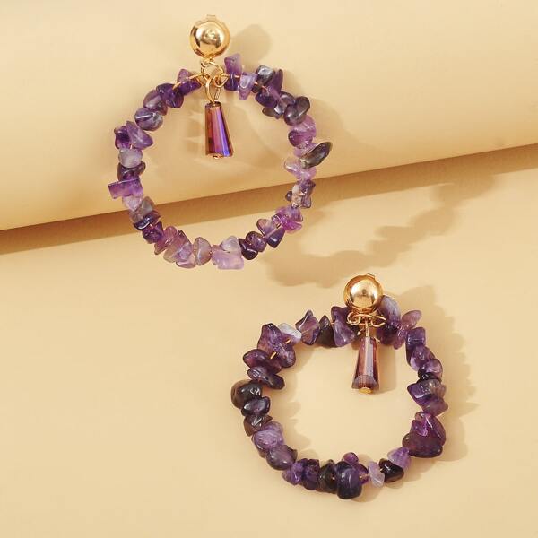 

Crystal Beaded Drop Earrings, Purple