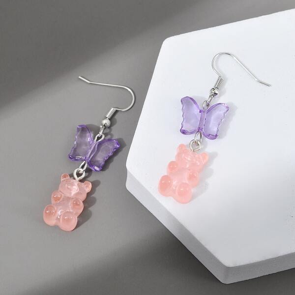 

Butterfly & Bear Drop Earrings, Multicolor