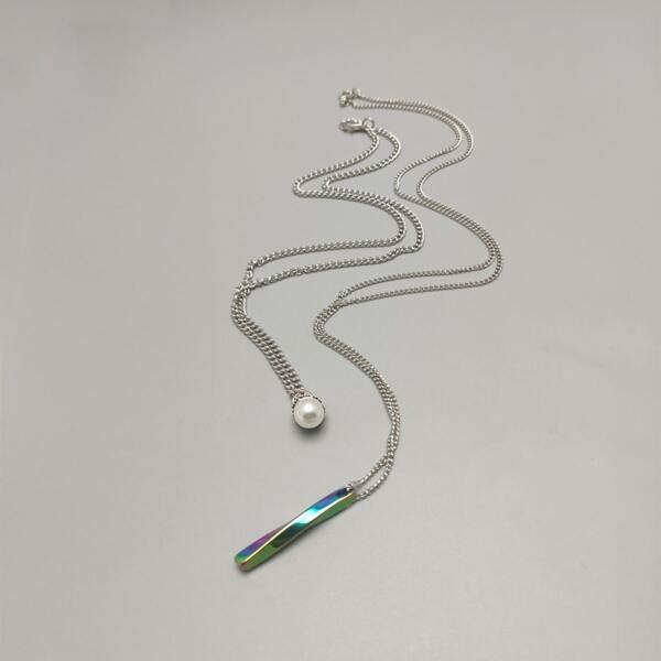

2pcs Faux Pearl Detail Necklace, Multicolor