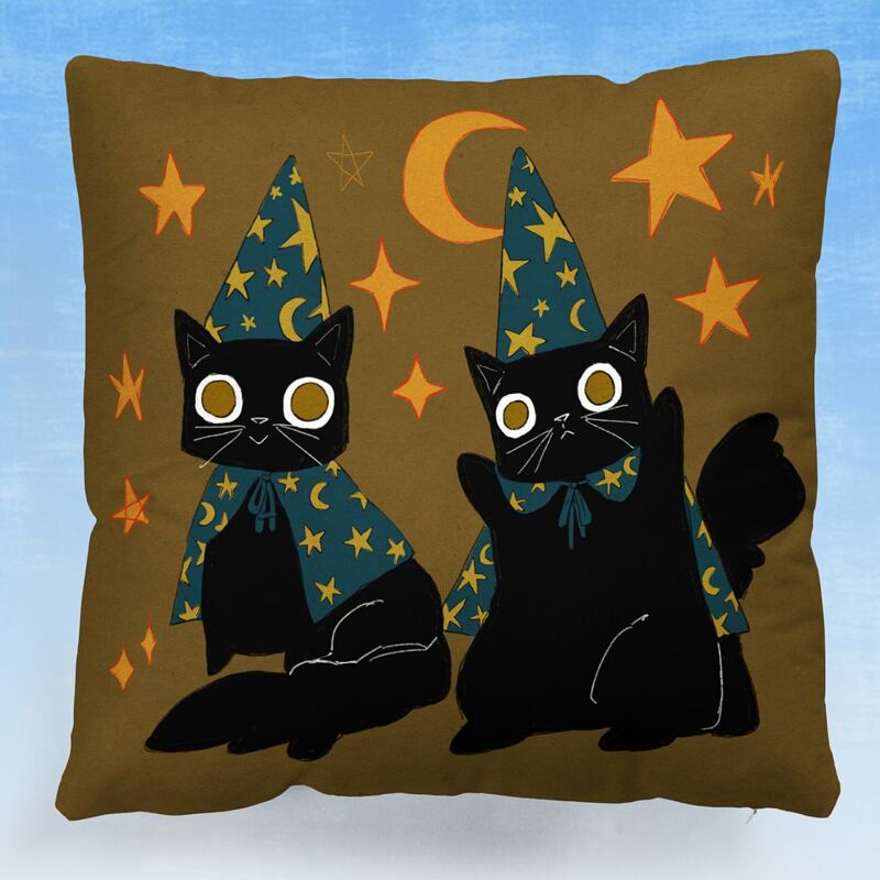 

Halloween Cat Print Cushion Cover Without Filler, Multicolor