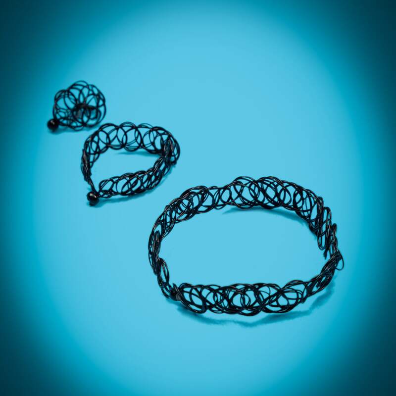 

3pcs Braided Design Jewelry Set, Black