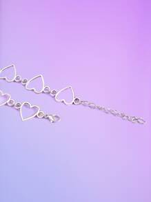 ROMWE Kawaii Collar de cadena con decoración de corazón para San Valentín - Plateado - Ver 4