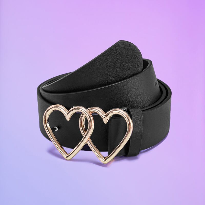 

Heart Decor Buckle Belt, Black