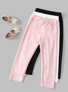 SHEIN 少女3入組貓印花打底褲 - 彩色 - 查看 2