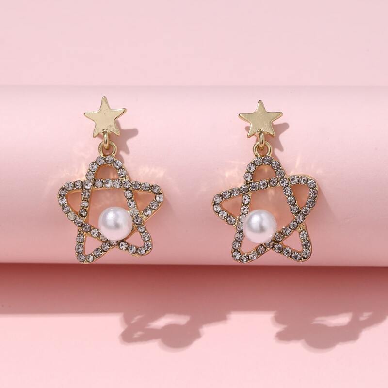 

Star Drop Earrings, Gold