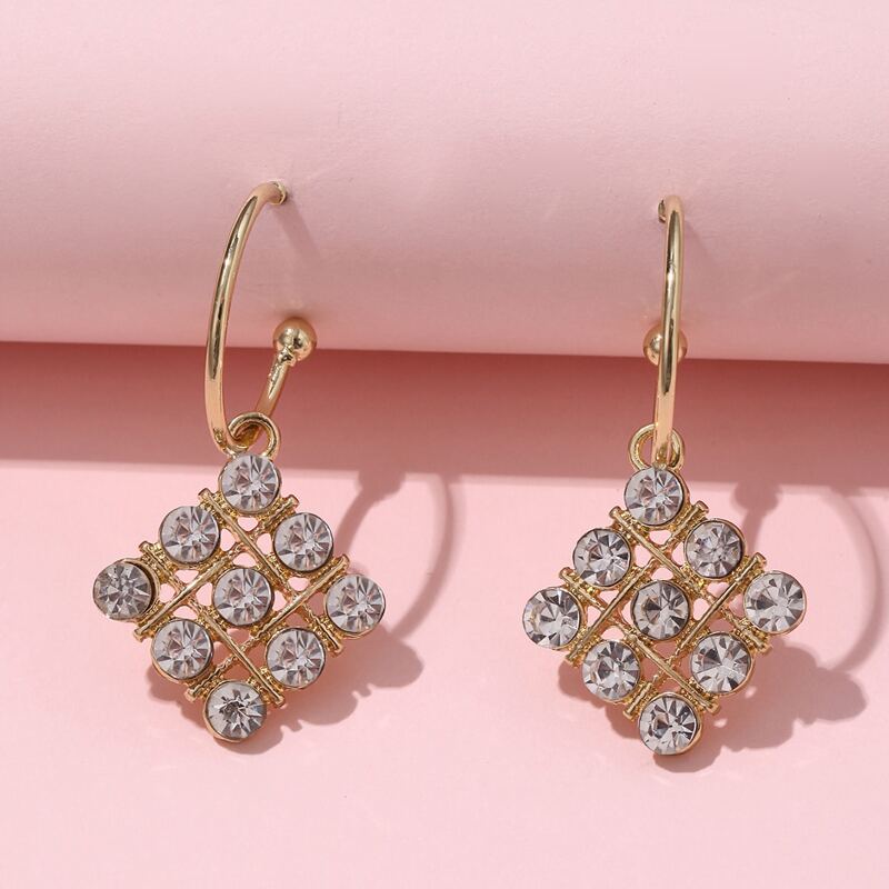 

Rhinestone Drop Earrings, Gold