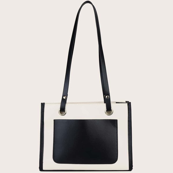 

Colorblock Shoulder Bag, Black