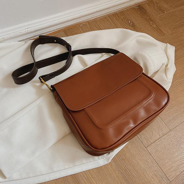 

Minimalist Flap Crossbody Bag, Brown