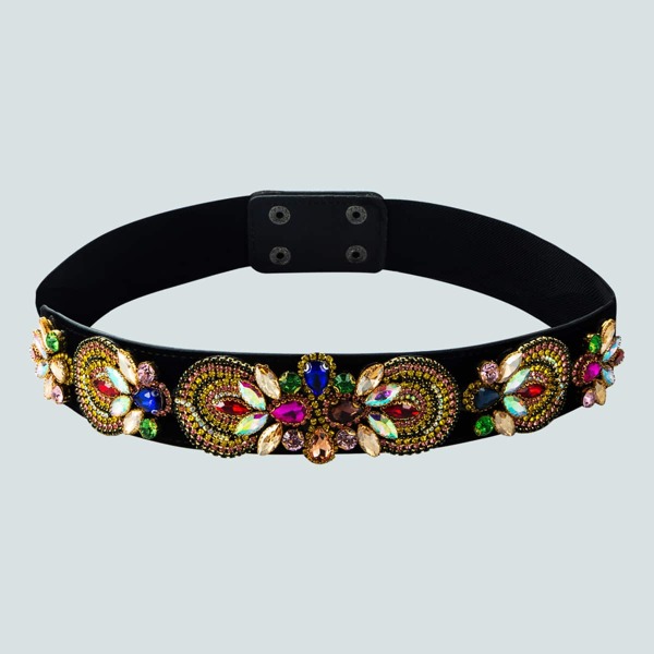 

Rhinestone Decor Corset Belt, Multicolor