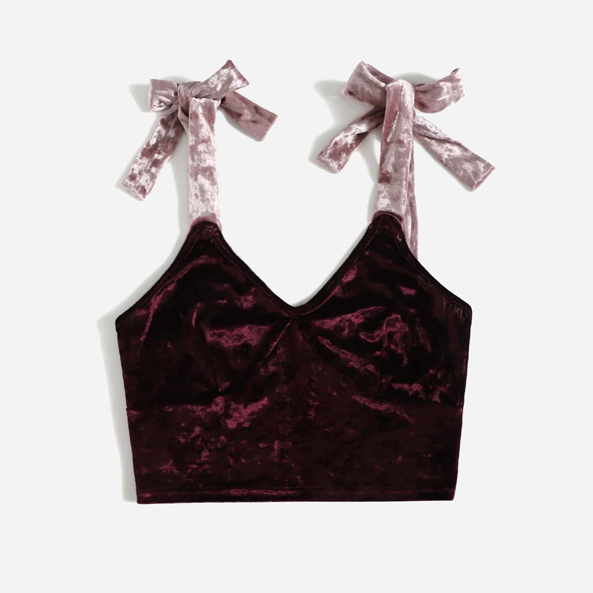 

Velvet Tie Shoulder Crop Cami, Multicolor