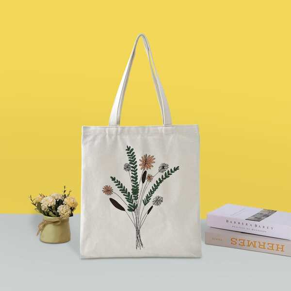 

Plants Pattern Shopper Bag, Multicolor