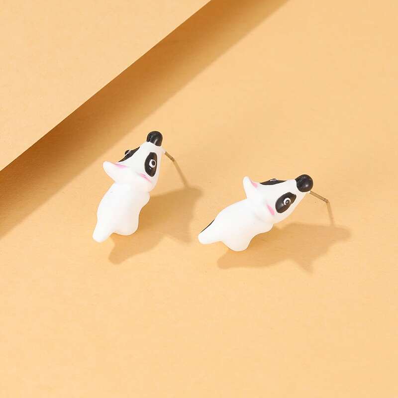 

Dog Stud Earrings, Black and white