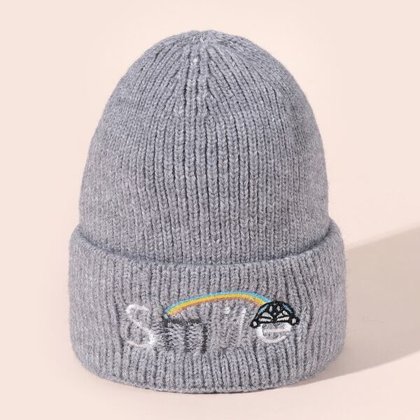 

Letter Embroidery Beanie, Multicolor