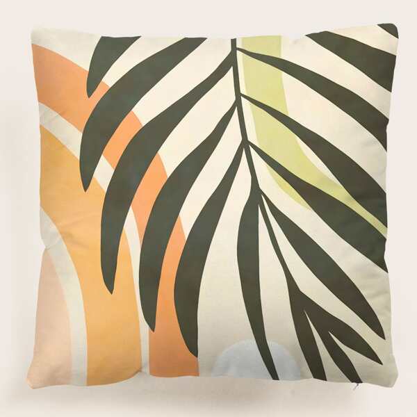 

Leaf Print Cushion Cover Without Filler, Multicolor