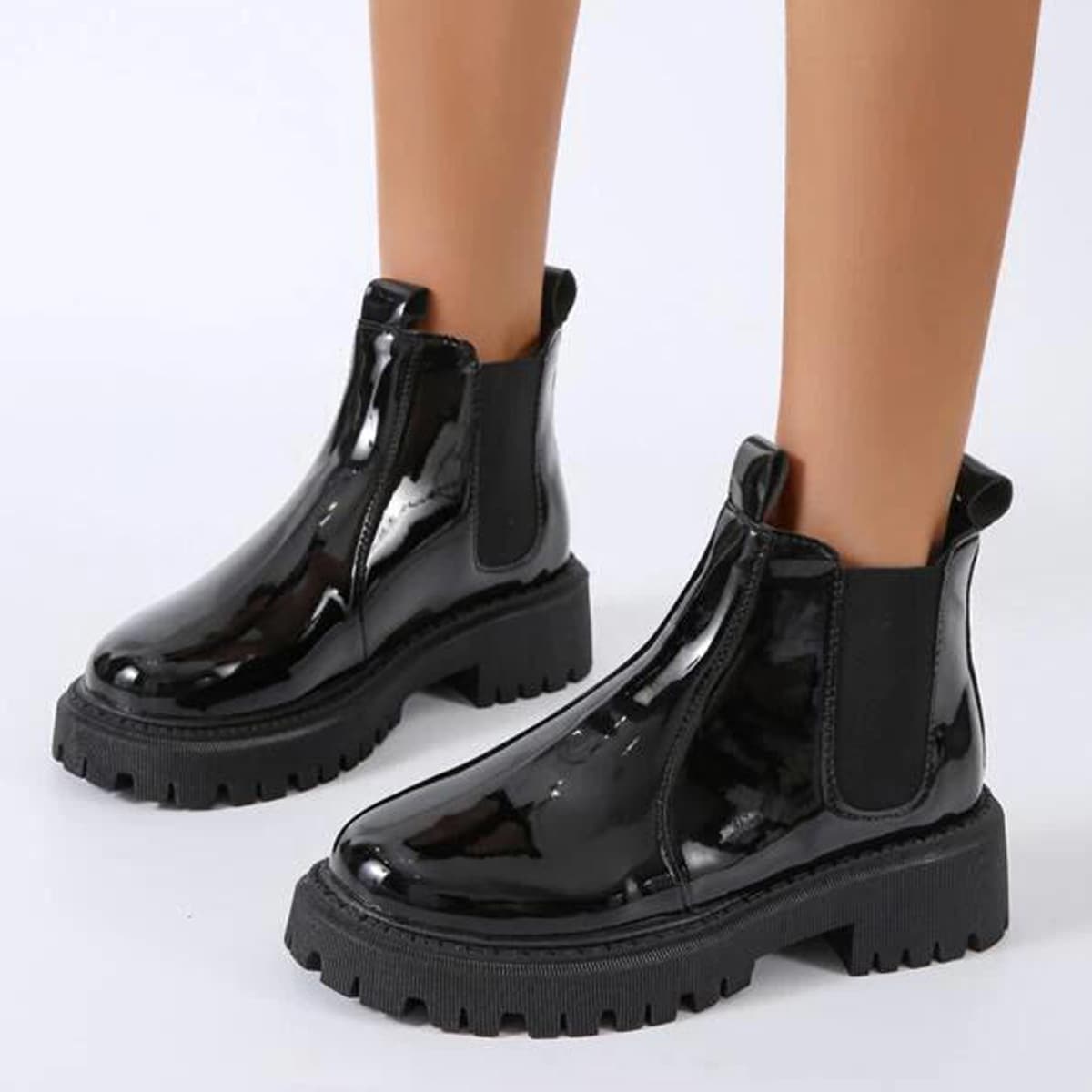 

Patent Leather Chelsea Boots, Black