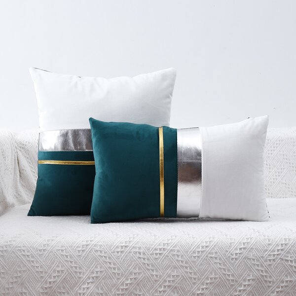 

1pc Color Block Cushion Cover Without Filler, Multicolor