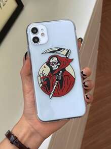 Skull Print Phone Case - Clear - View 1