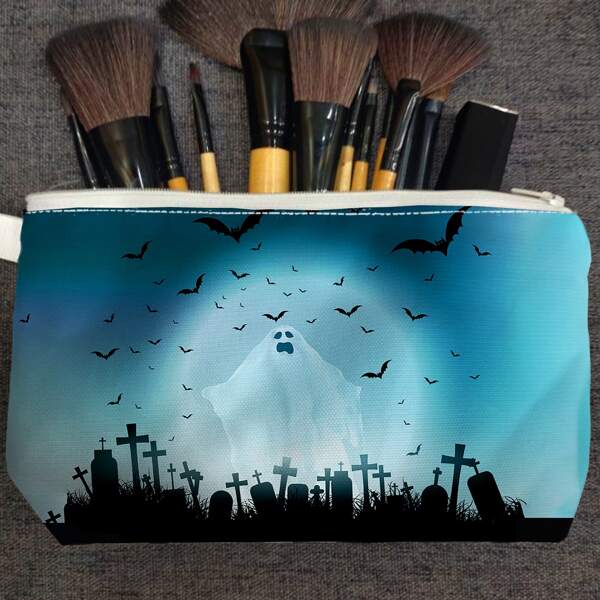 

Halloween Cartoon Graphic Zipper Makeup Bag, Multicolor