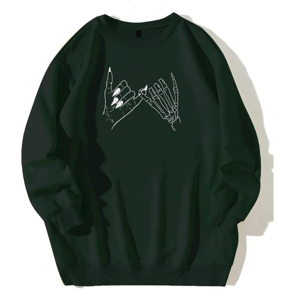 

Plus Gesture Print Sweatshirt, Dark green