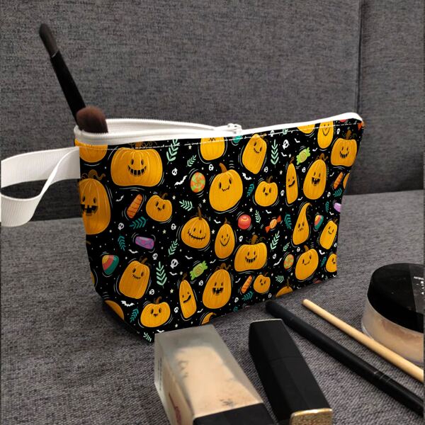 

Halloween Cartoon Graphic Zipper Makeup Bag, Multicolor