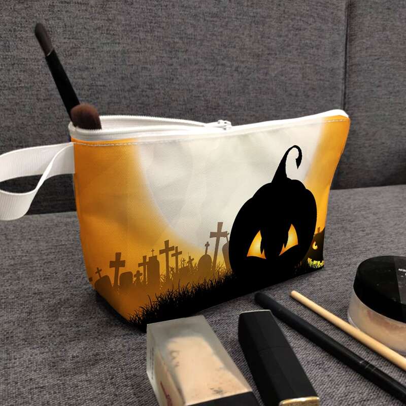 

Halloween Cartoon Graphic Zipper Makeup Bag, Multicolor