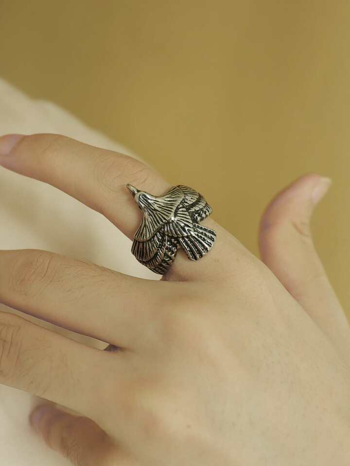 VOGT ウエスタンジュエリー 手彫りメンズ シルバーリング 男性 リング 鷲 デザイン | SHEIN JAPAN
