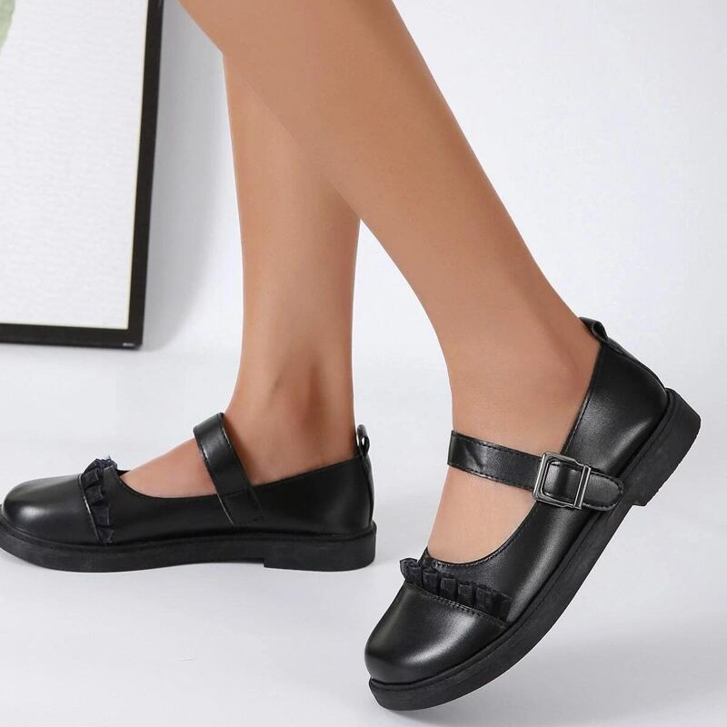 

Buckle Decor Mary Jane Flats, Black
