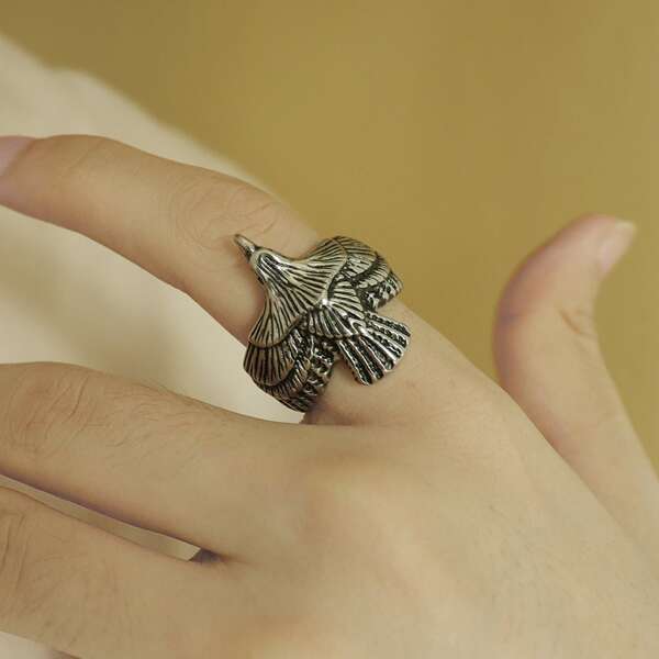 

Men Eagle Design Ring, Antique silver