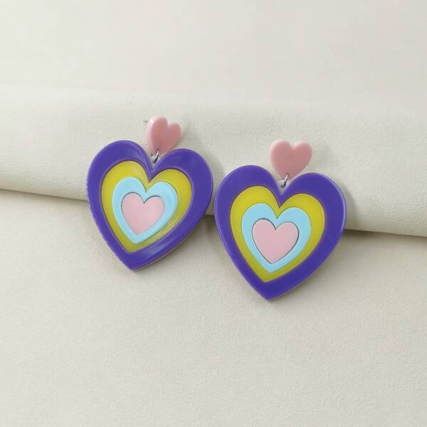 

Heart Drop Earrings, Multicolor