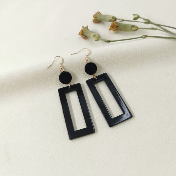 

Geometric Drop Earrings, Black