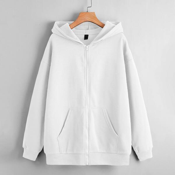 

Zipper Front Pouch Pocket Sweatshirt, White