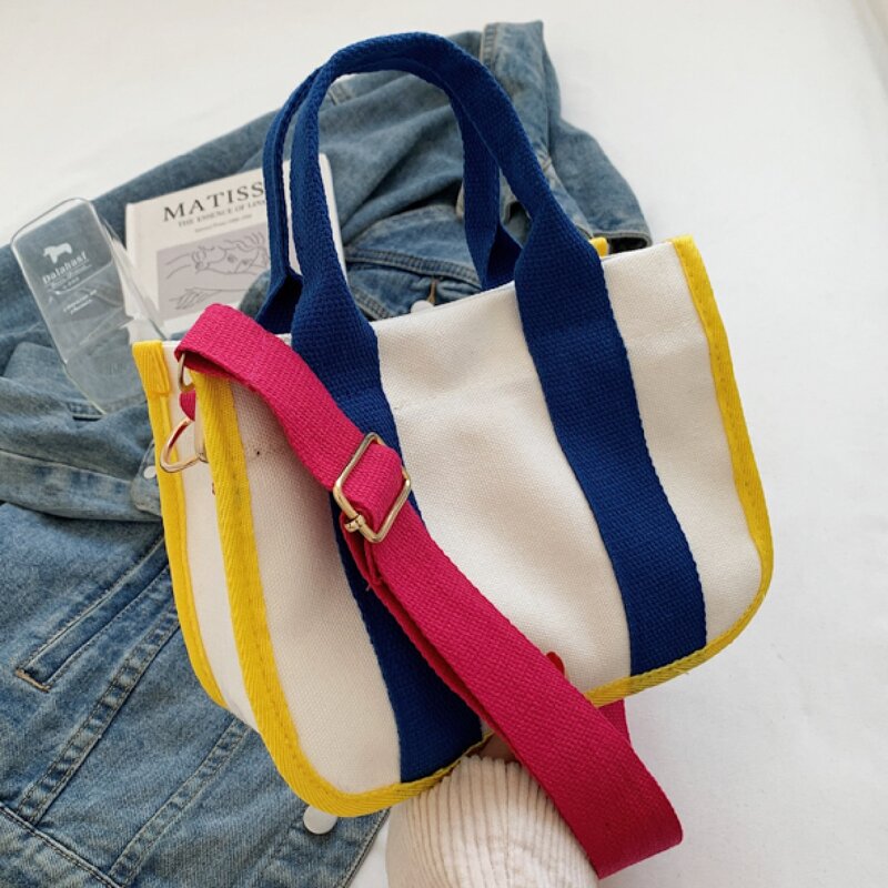 

Colorblock Satchel Bag, White