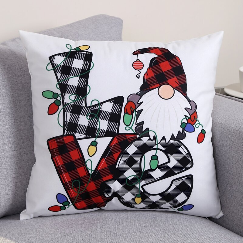 

Christmas Elf Print Cushion Cover Without Filler, Multicolor