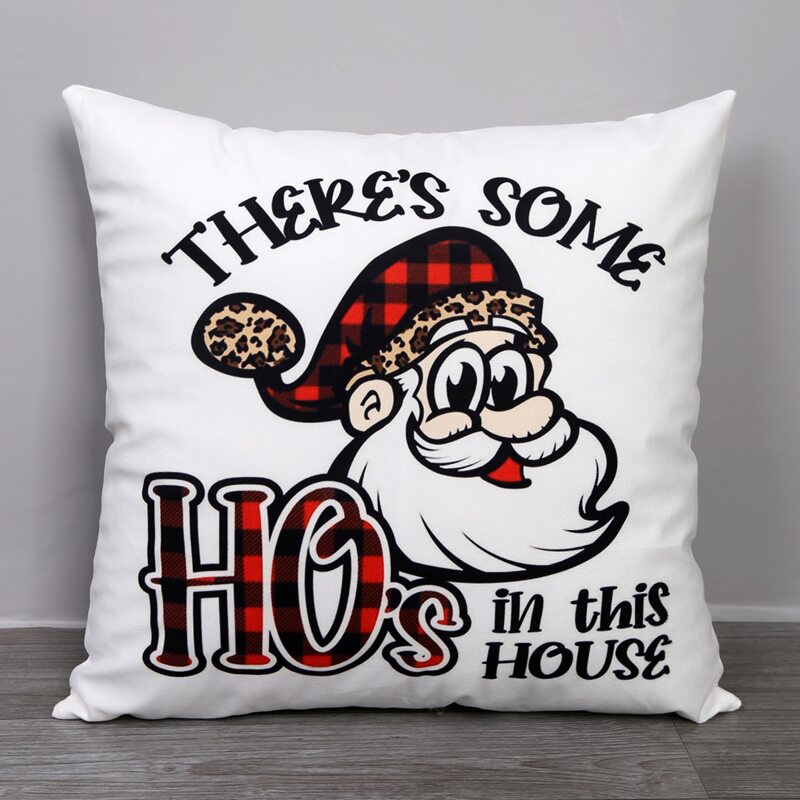 

Christmas Santa Claus Print Cushion Cover Without Filler, Multicolor