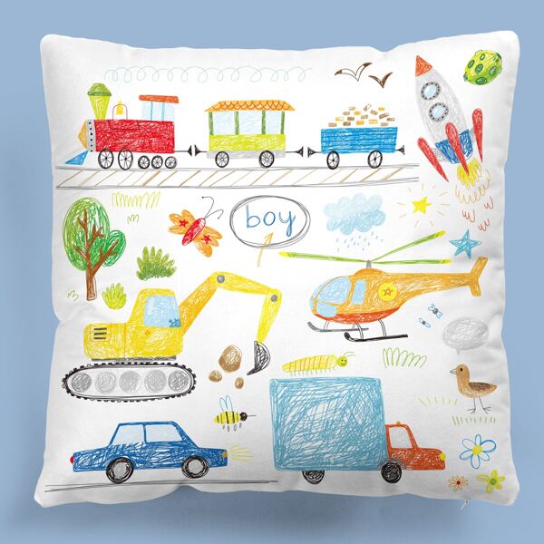 

Cartoon Graphic Kids Cushion Cover Without Filler, Multicolor
