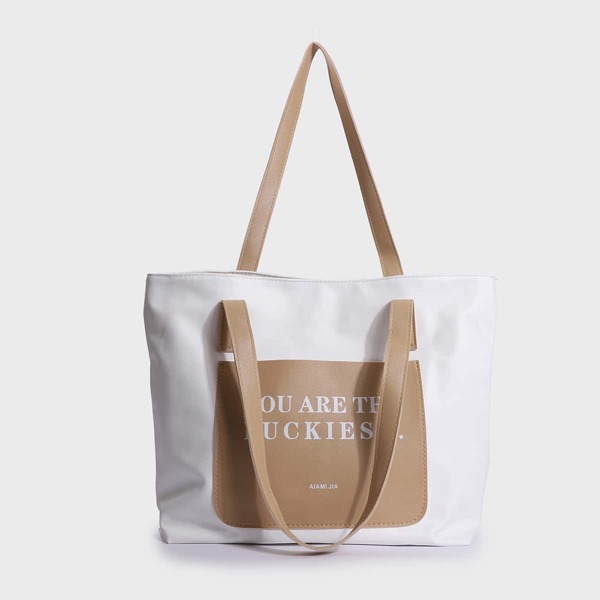 

Letter Graphic Shoulder Tote Bag, Multicolor