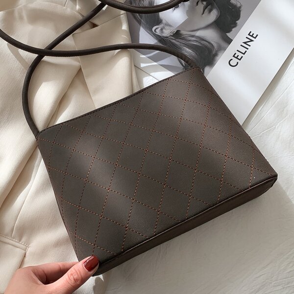 

Stitch Detail Square Bag, Brown
