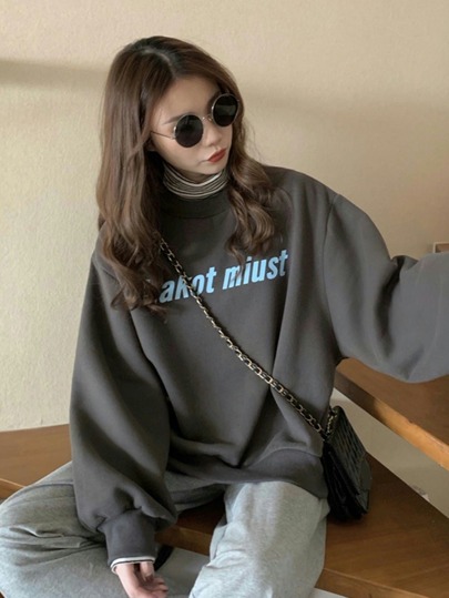 Honeyspot オーバーサイズプルオーバー 文字グラフィック ドロップショルダー