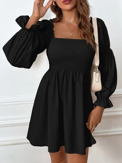 Ruched Sleeve Dress