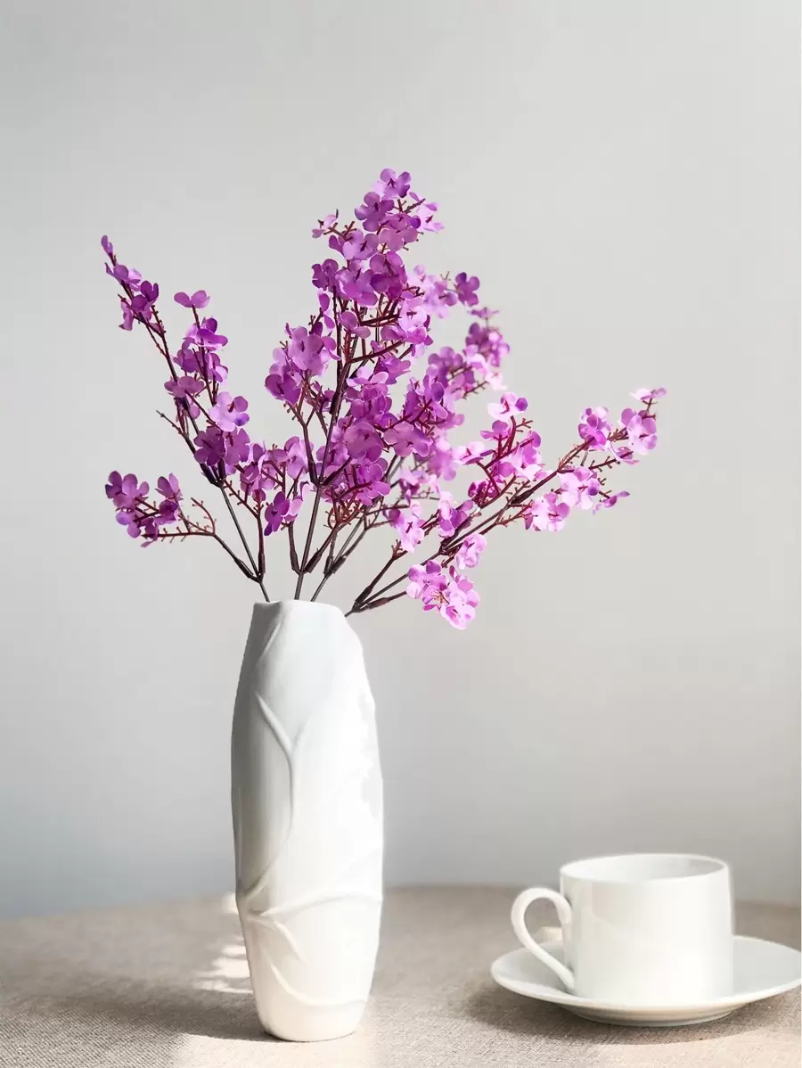 1 件/3 件塑料人造花束，樱花人造花满天星，现代人造花束，适用于家居装饰、假植物、秋季装饰、房间、书桌、花园装饰、房间装饰用品 - 紫色 - 查看 1