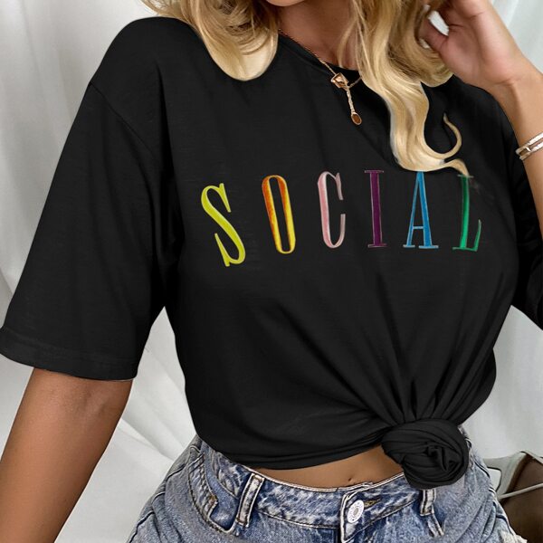 

Letter Graphic Drop Shoulder Tee, Black