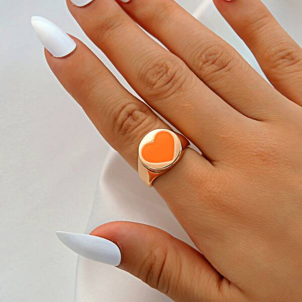 

Heart Print Ring, Orange