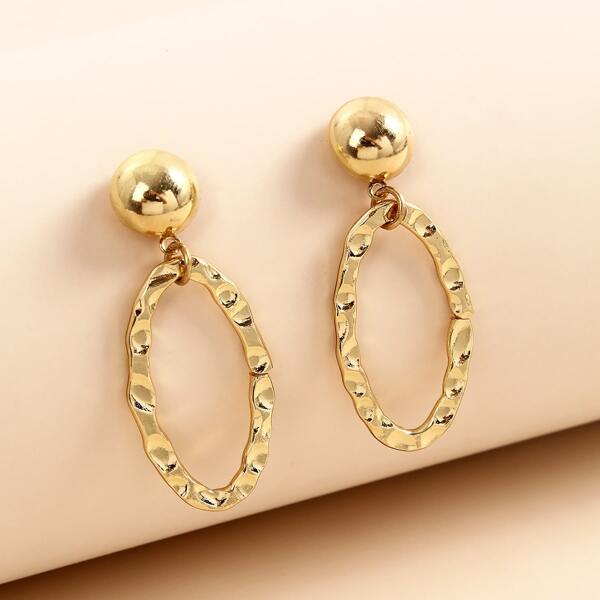 

Oval Drop Earrings, Gold