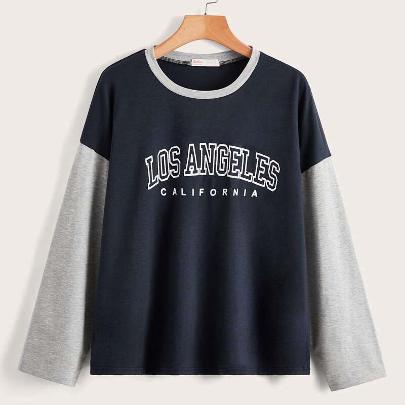 

Letter Colorblock Drop Shoulder Tee, Multicolor