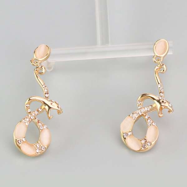 

Snake Design Drop Earrings, Gold