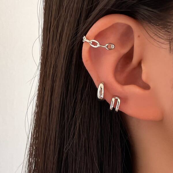 

3pcs Simple Earrings, Silver